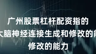 广州股票杠杆配资指的是大脑神经连接生成和修改的能力
