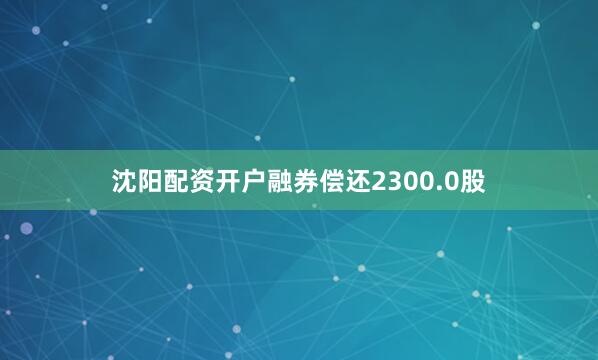 沈阳配资开户融券偿还2300.0股